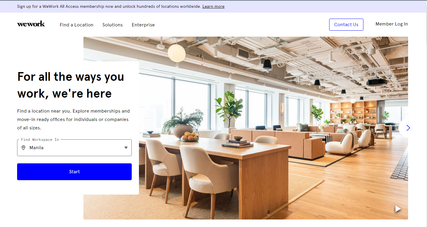  Screenshot from  wework.com  