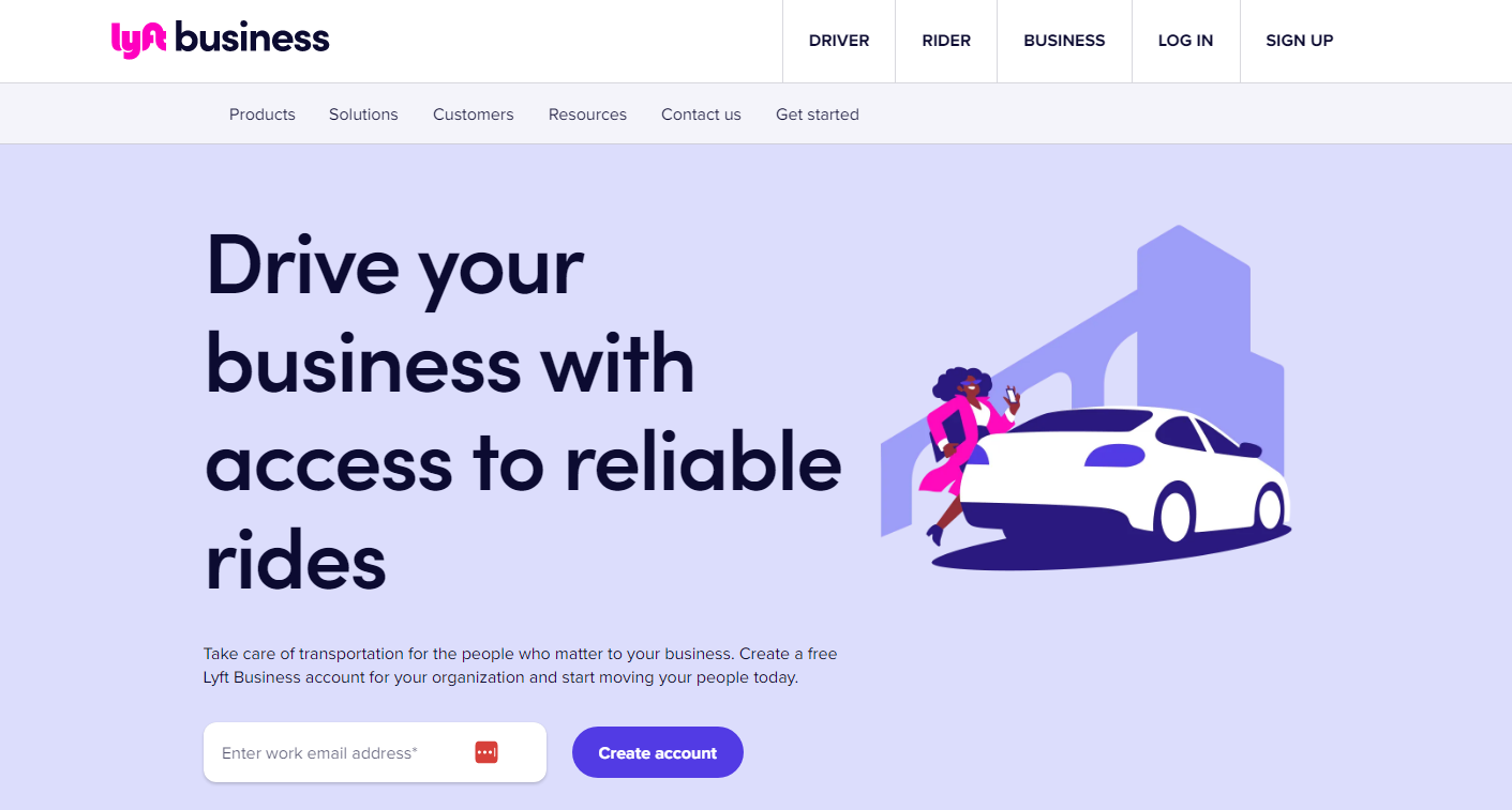  Screenshot from  lyft.com/business  