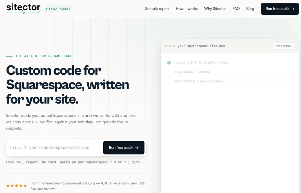 Sitector website homepage