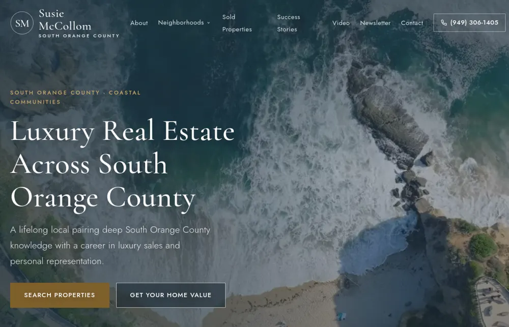 Susie McCollom Properties website homepage